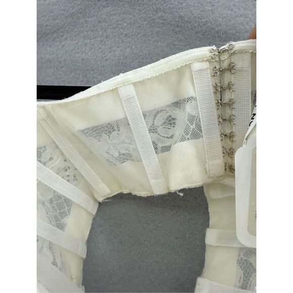 NWT Dan Jones $3,190 Retail Silk Crepe High Slit Strapless Ivory Wedding Dress S - Picture 7 of 15